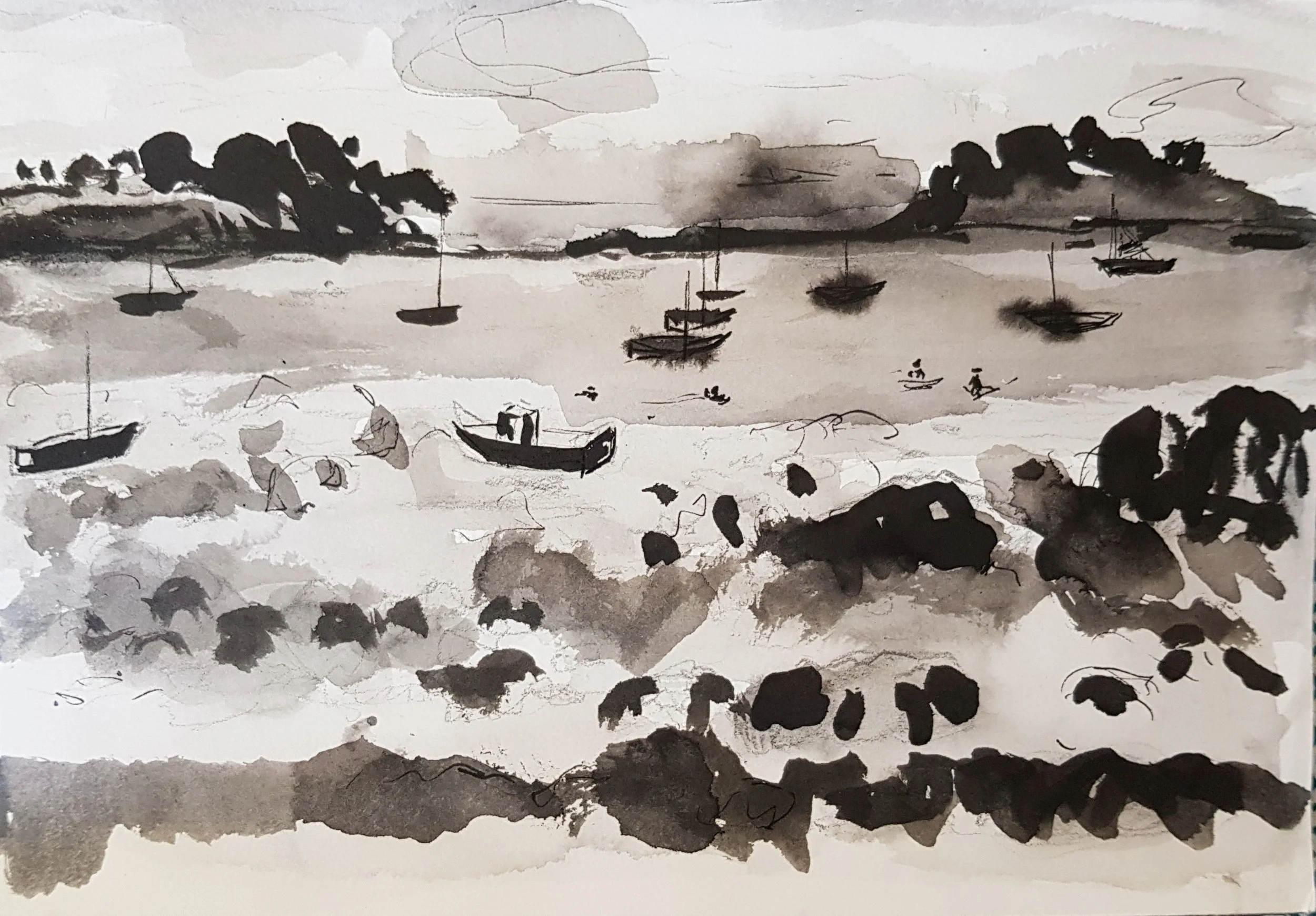 Plouescat  - 24x30cm - Encre de chine sur papier - 2021