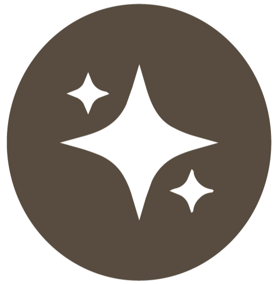 Black stars on a dark gray circular background.