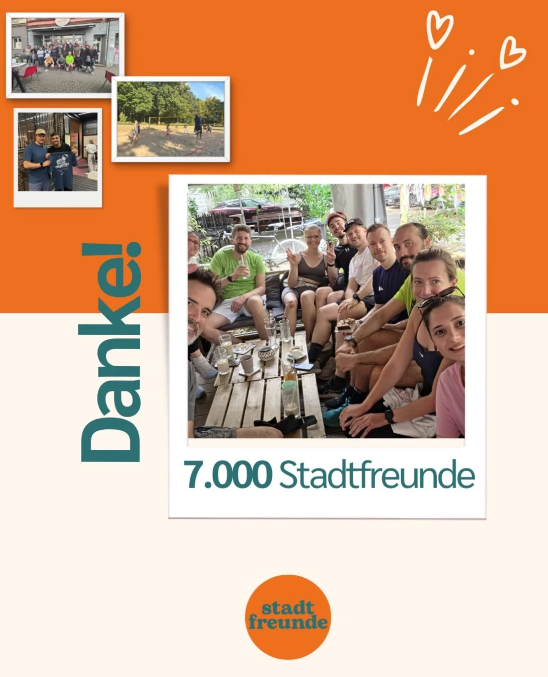 7.000 Stadtfreunde! 🧡

7.000 Menschen, die uns hier folgen. 7.000 Menschen, die Lust auf neue Begegnungen, gemeinsame Erlebnisse und ein bisschen mehr Miteinander in D&uuml;sseldorf haben. 🫶

Wir k&ouml;nnen ehrlich gesagt kaum glauben, wie gro&szl