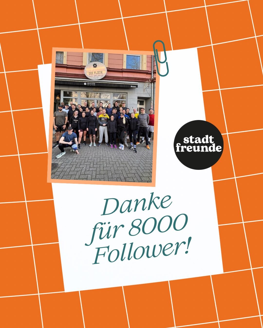 8.000 Stadtfreunde! 🧡

Danke, dass ihr hier mit uns unterwegs seid und Stadtfreunde mit Leben f&uuml;llt. F&uuml;r jedes Gespr&auml;ch, jedes gemeinsame Lachen und jedes &bdquo;Ich komme das erste Mal allein dazu&ldquo;, aus dem ein sch&ouml;ner Abe