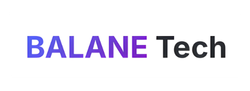 Logo mit Text 'BALANE Tech' in Blau, Lila und Schwarz