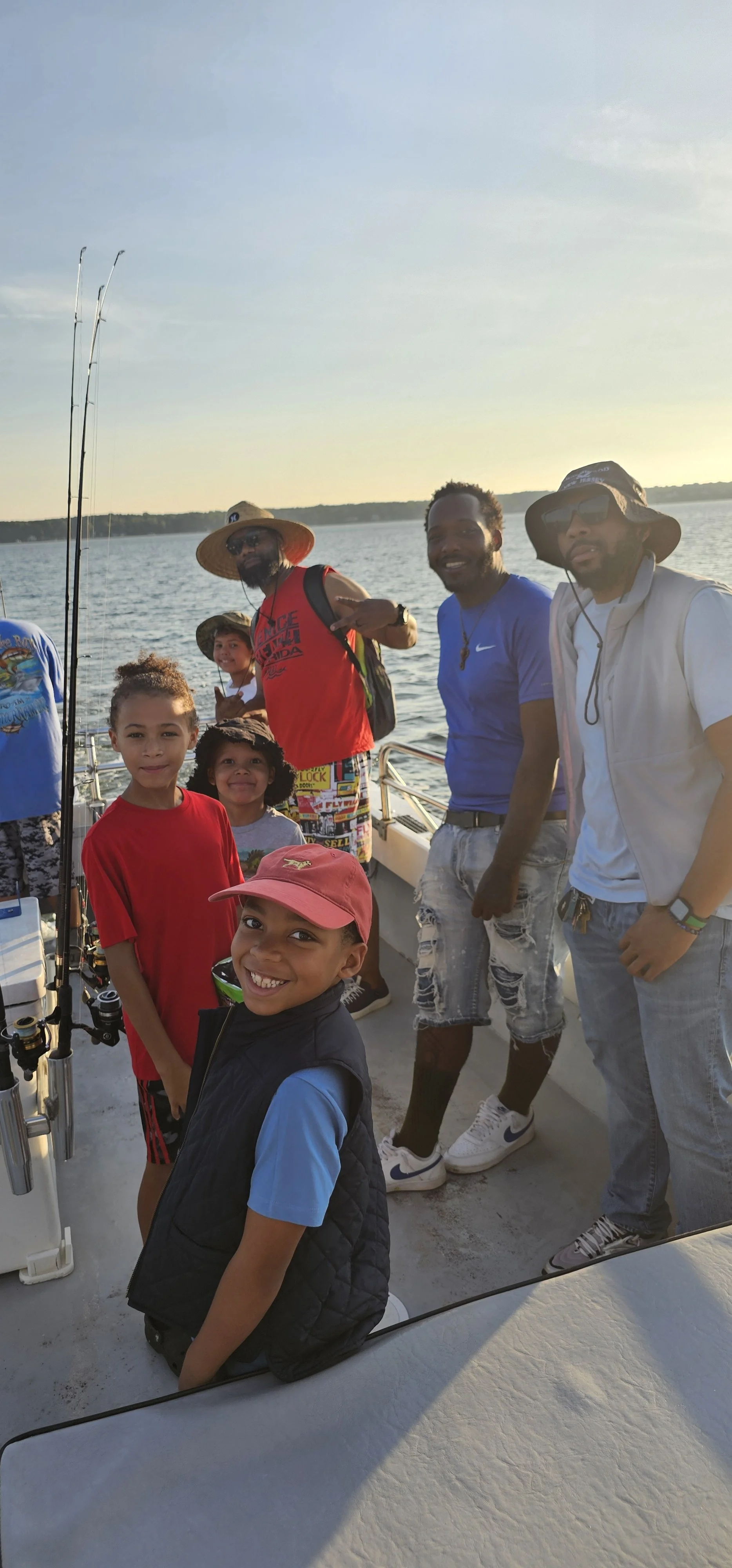Bay fishing fathers and sons