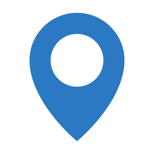 Blue location pin icon on a white background.