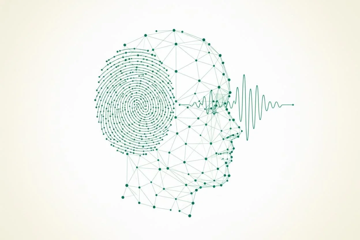 Abstract illustration of human and machine interaction in the field of biometrics
