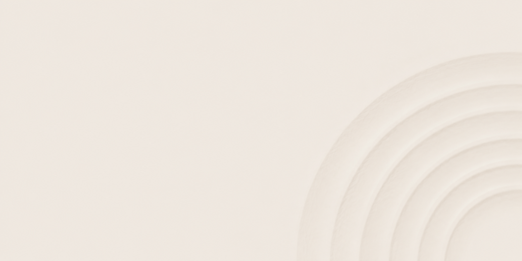 Blank beige background with subtle concentric circles in the bottom right corner.