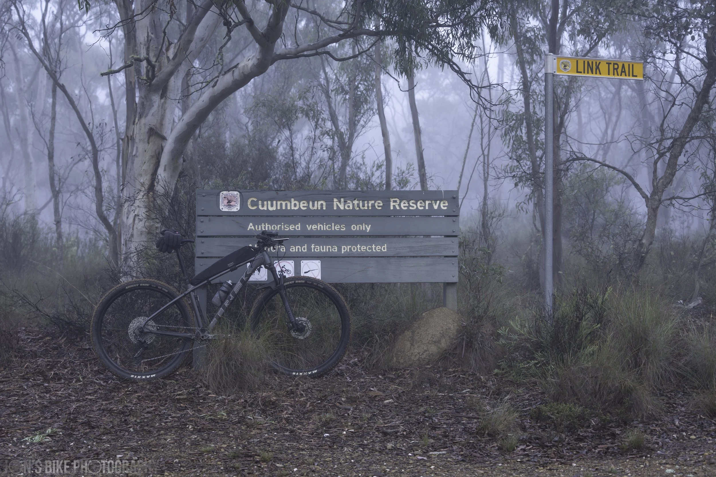 Trek X-calibre 9 on a foggy morning at Cummbeun Nature Reserve, NSW, June 2026