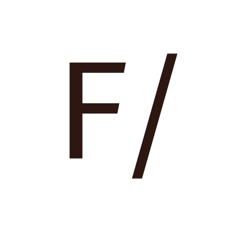 Black background with large brown letters 'F' and '/'.