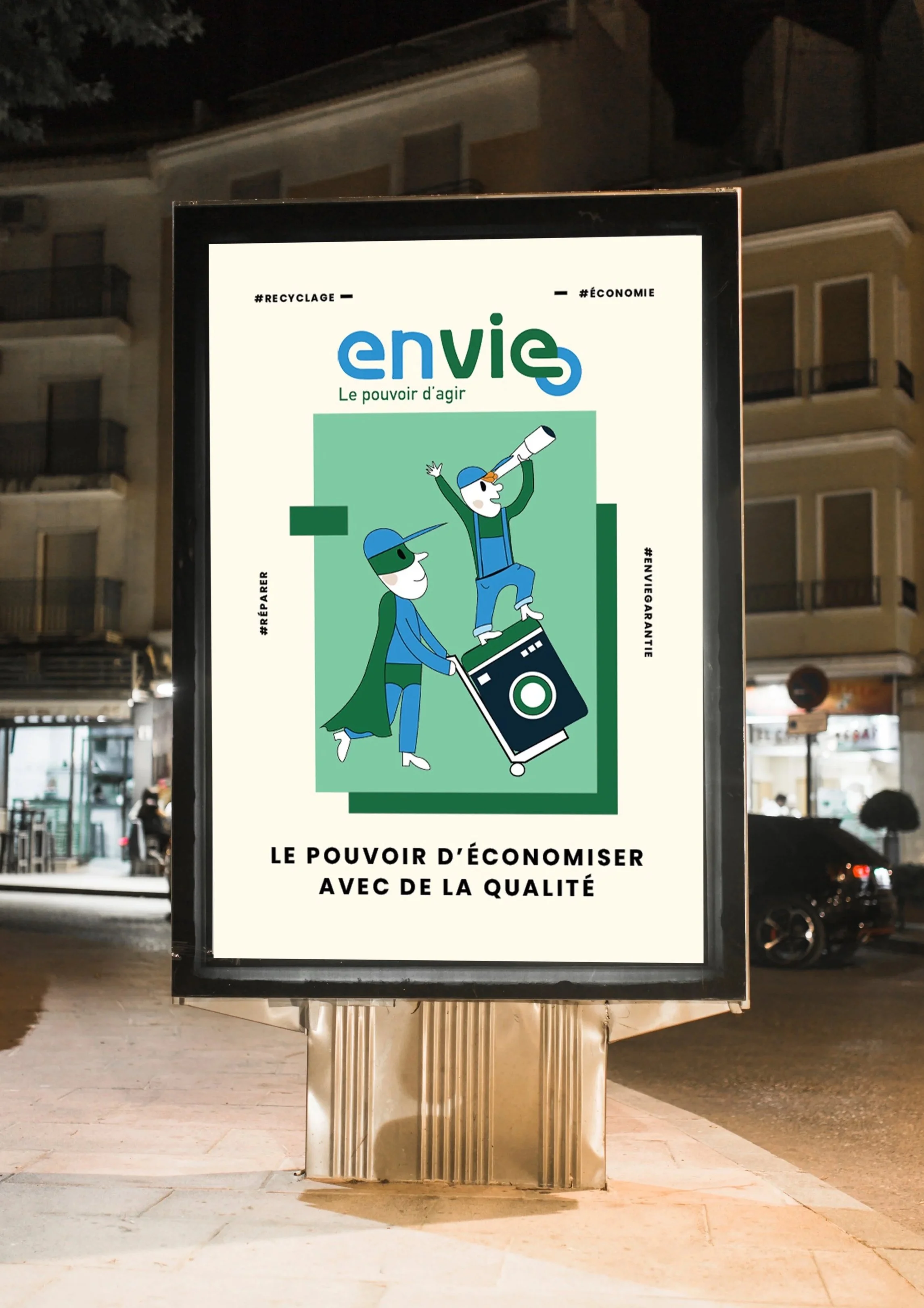 Affiche publicitaire en français pour l'organisation ENVIE.
