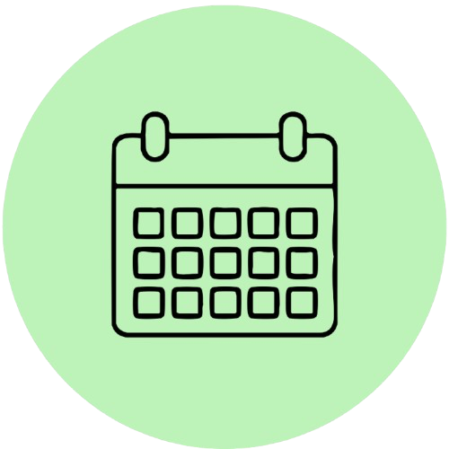 Icône d'un calendrier simple sur fond vert clair.