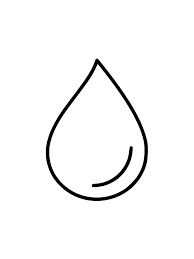 Simple black outline of a water droplet with a small internal detail.