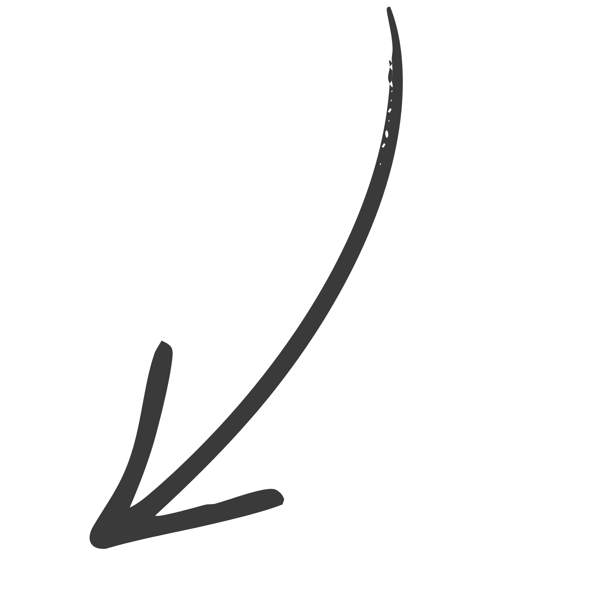 Close-up of a dark object with a curved gray line and a dotted line on a black background