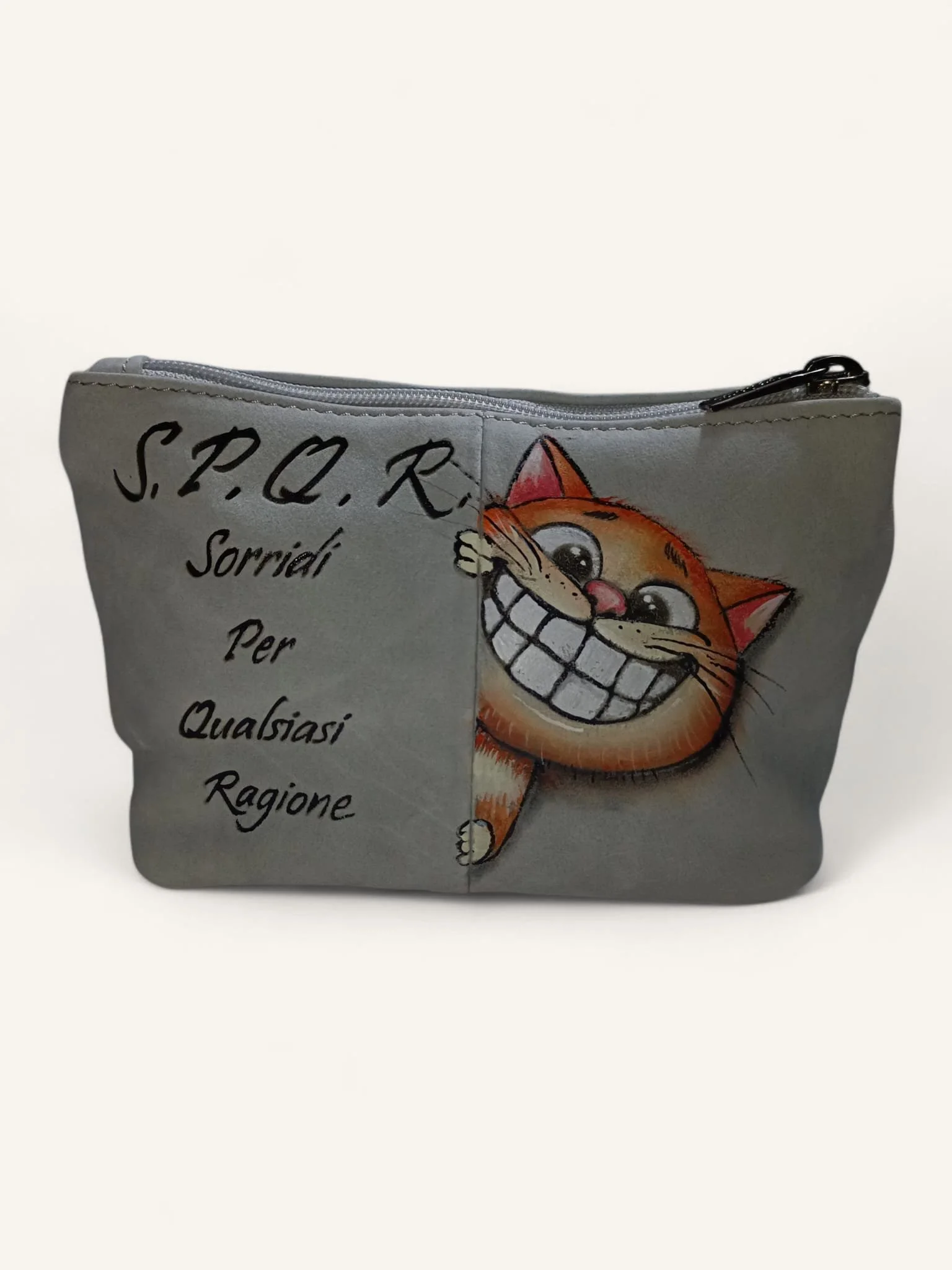 Pochette in pelle dipinta a mano ironica S.P.Q.R. - LisArt