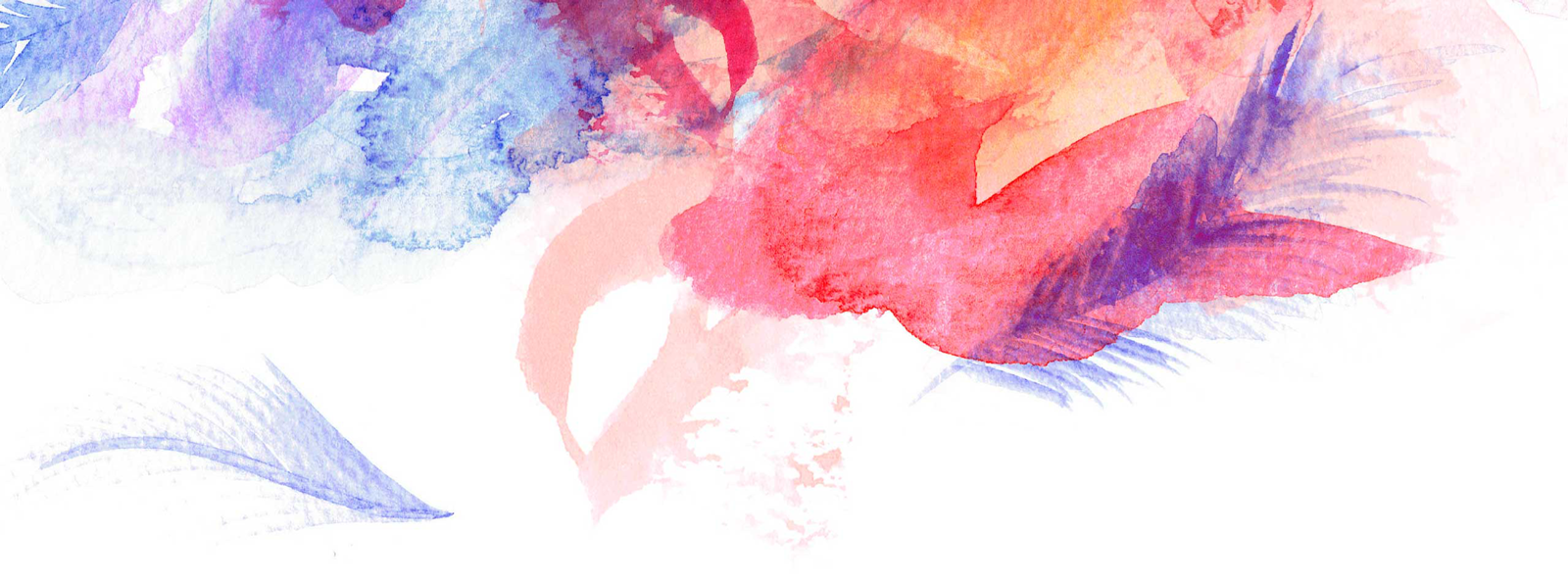 Aquarellfarben in Blau, Rosa, Orange