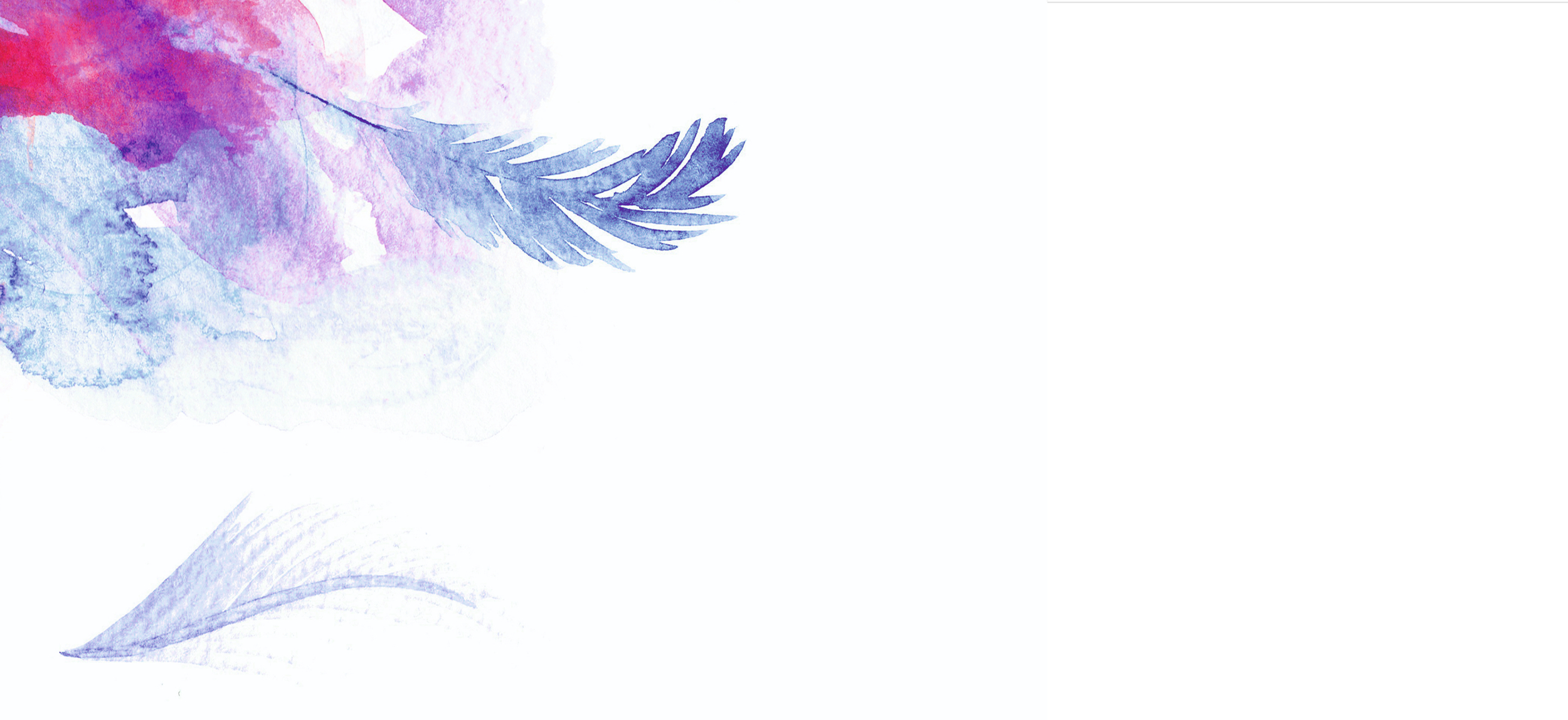 Aquarellart mit Blumen und Blättern in Pastellfarben wie lila, rosa und blau.