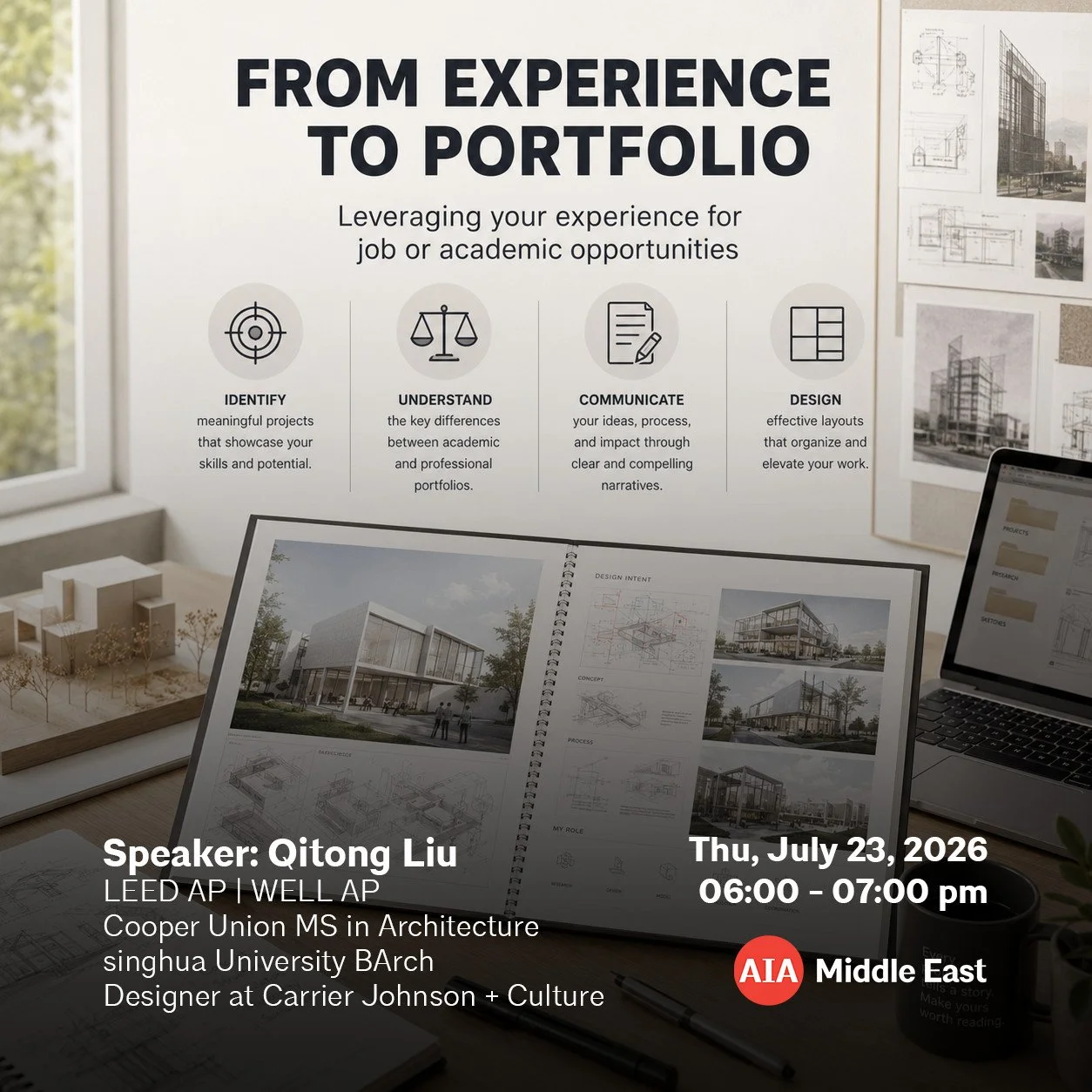 Join us on Thursday July 23rd 2026 via an online webinar with our exceptional speaker - Qitong Liu, LEED AP, Assoc. AIA. - Qitong Liu is an architectural and computational designer, with professional experience at SmithGroup and Carrier Johnson+Cultu