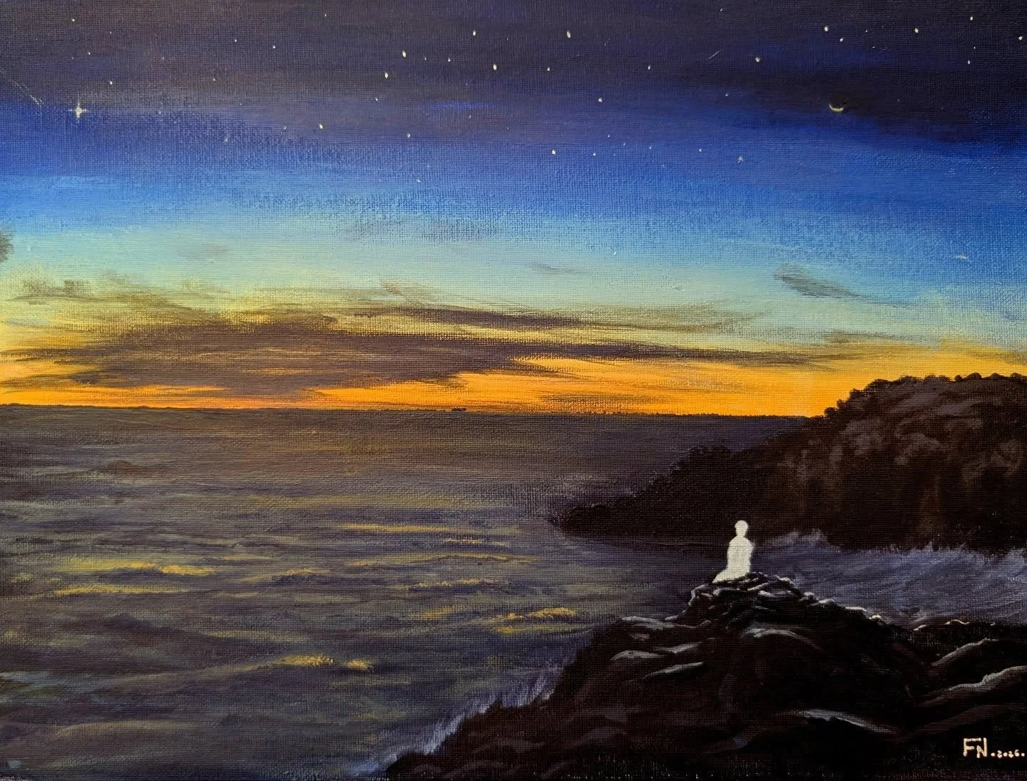 ~Fruscii Notturni~

- 35x25

-acrilico su carta

#painting#dipinto#acrilico#mare#sea#meditation#medotazione#landscape#paesaggio#tramonto#orizon#sunset#illustrazione#illustration