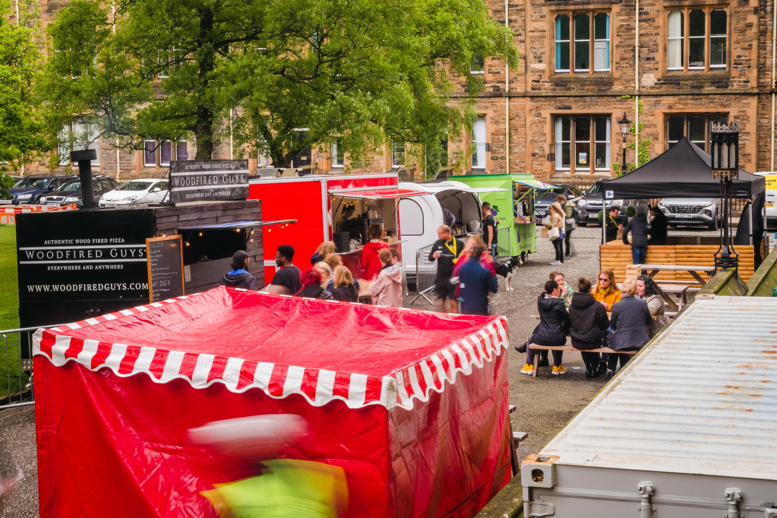 Street food catering setup at a corporate event