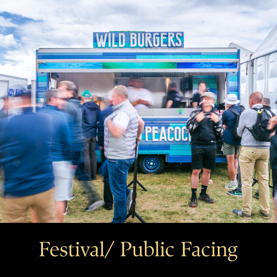 Festival food village with independent traders and catering stalls