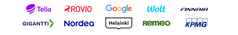 Hodarifillarin yritysasiakkaita: Telia, Rovio, Google, Wolt, Finnair, Nordea ja KPMG