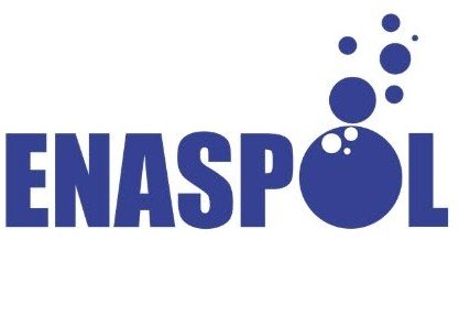 Enapol logo with blue text and water bubbles.
