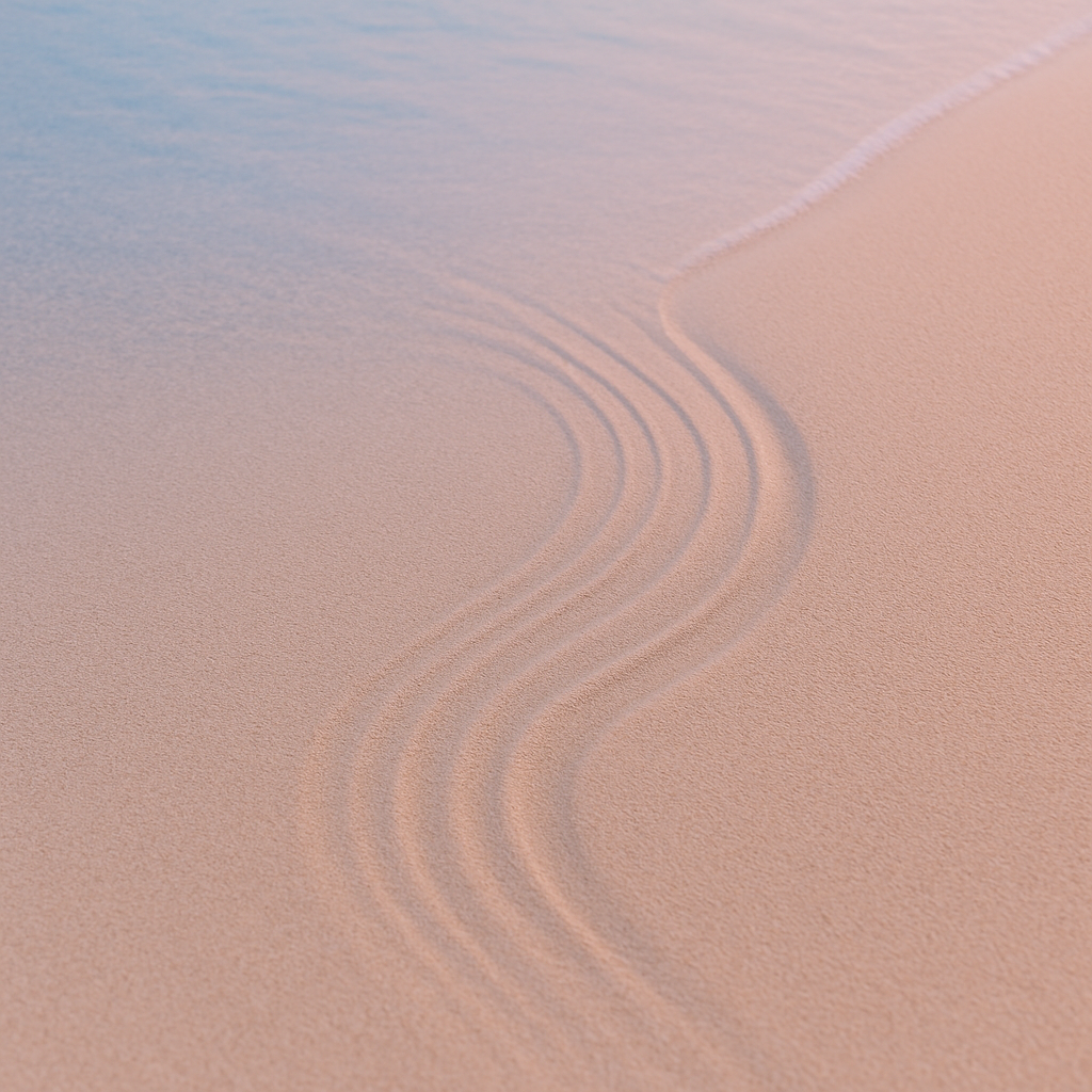Curved lines in pink sand with soft lighting