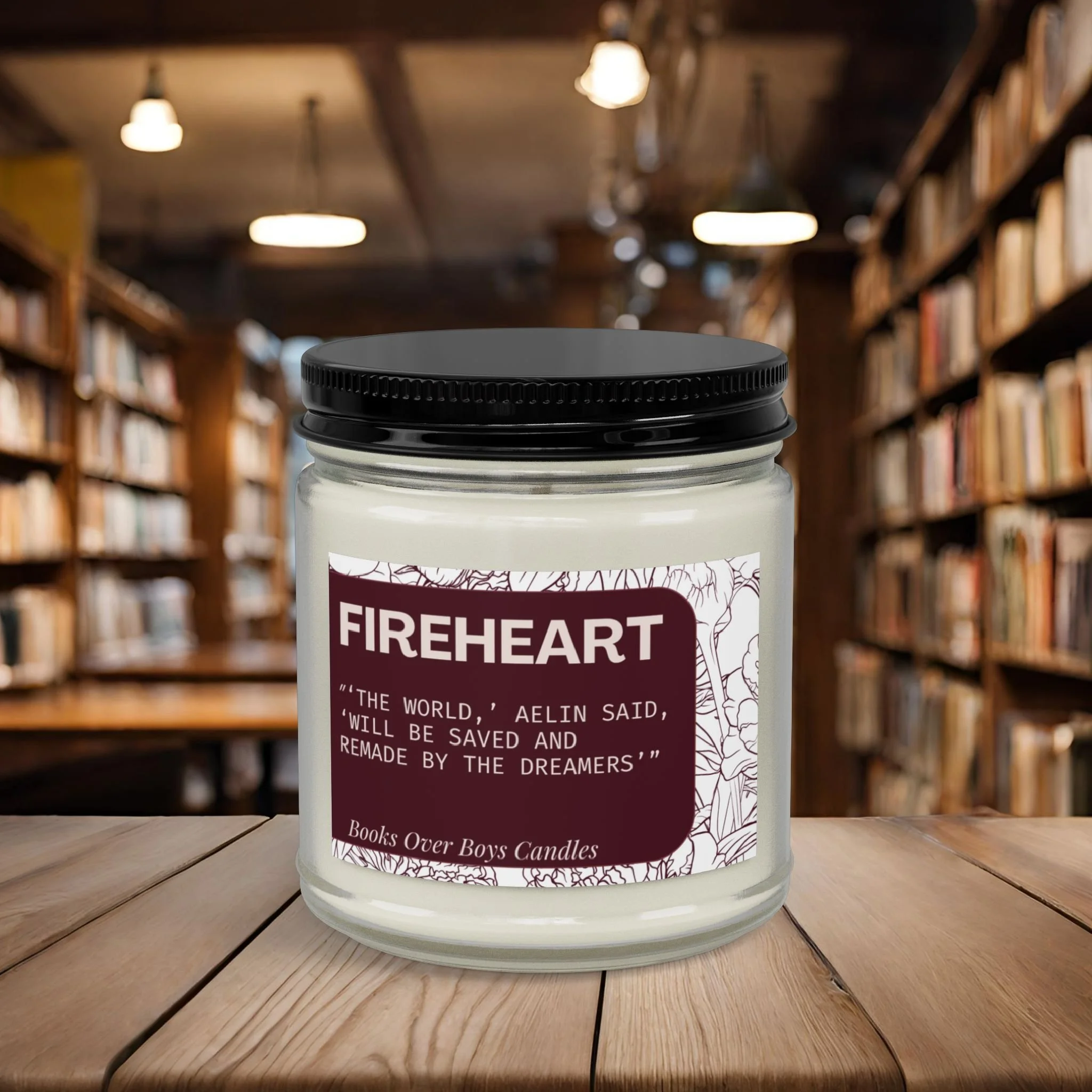 Fireheart Scented Soy Candle (4oz & 9oz) — Amber Jar with Black Lid