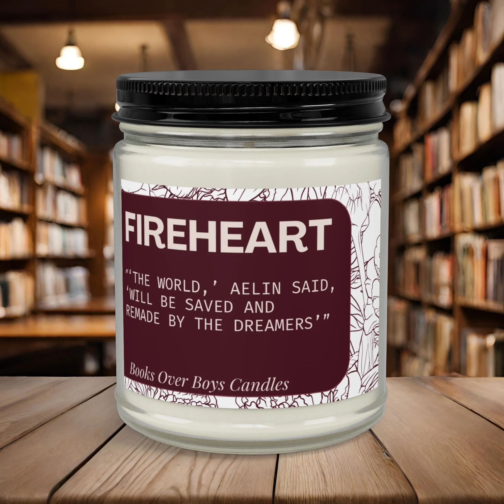Fireheart Scented Soy Candle (4oz & 9oz) — Amber Jar with Black Lid