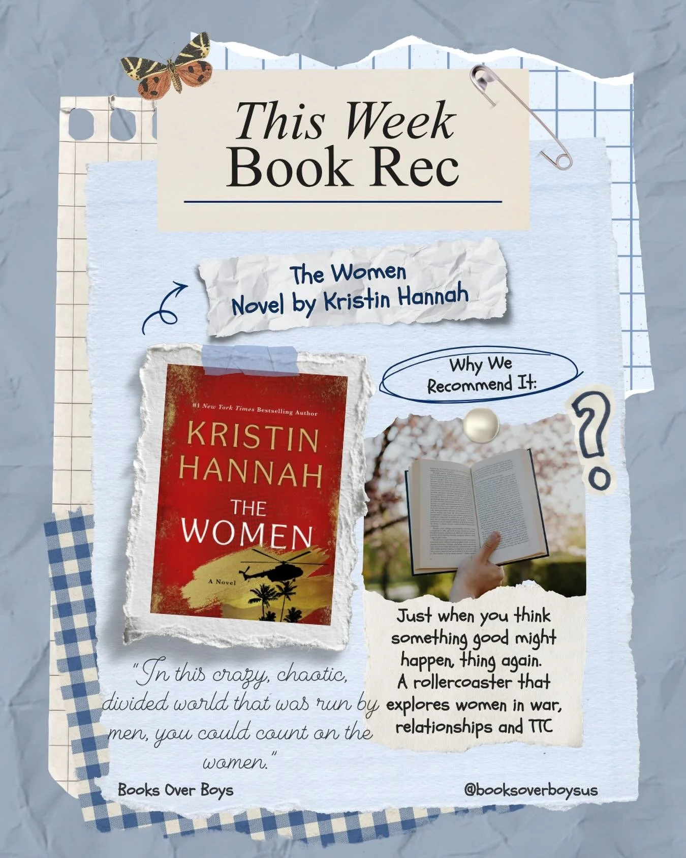📖 Book Recommendation: The Women by Kristin Hannah

If you love emotional historical fiction with unforgettable female characters, The Women deserves a spot at the top of your TBR.

Set during the Vietnam War, this story follows Frankie McGrath, a y