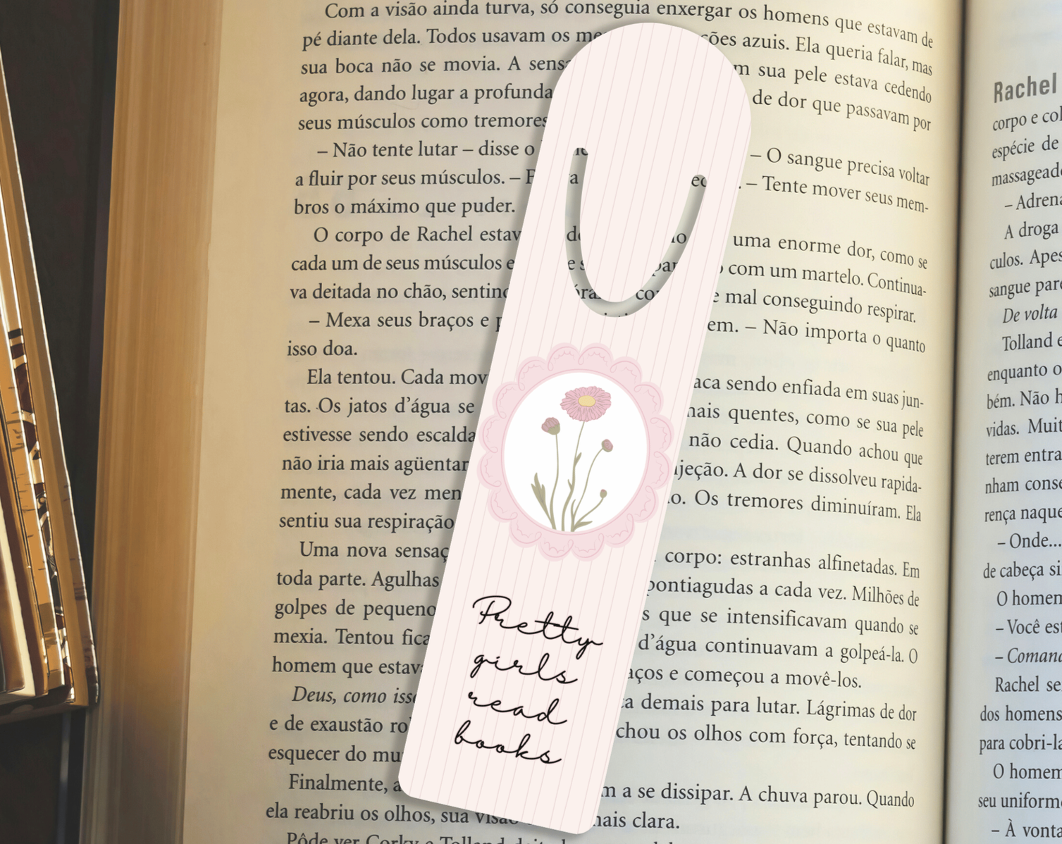 Pretty girls read books Bookmark | Floral ribbon page marker
