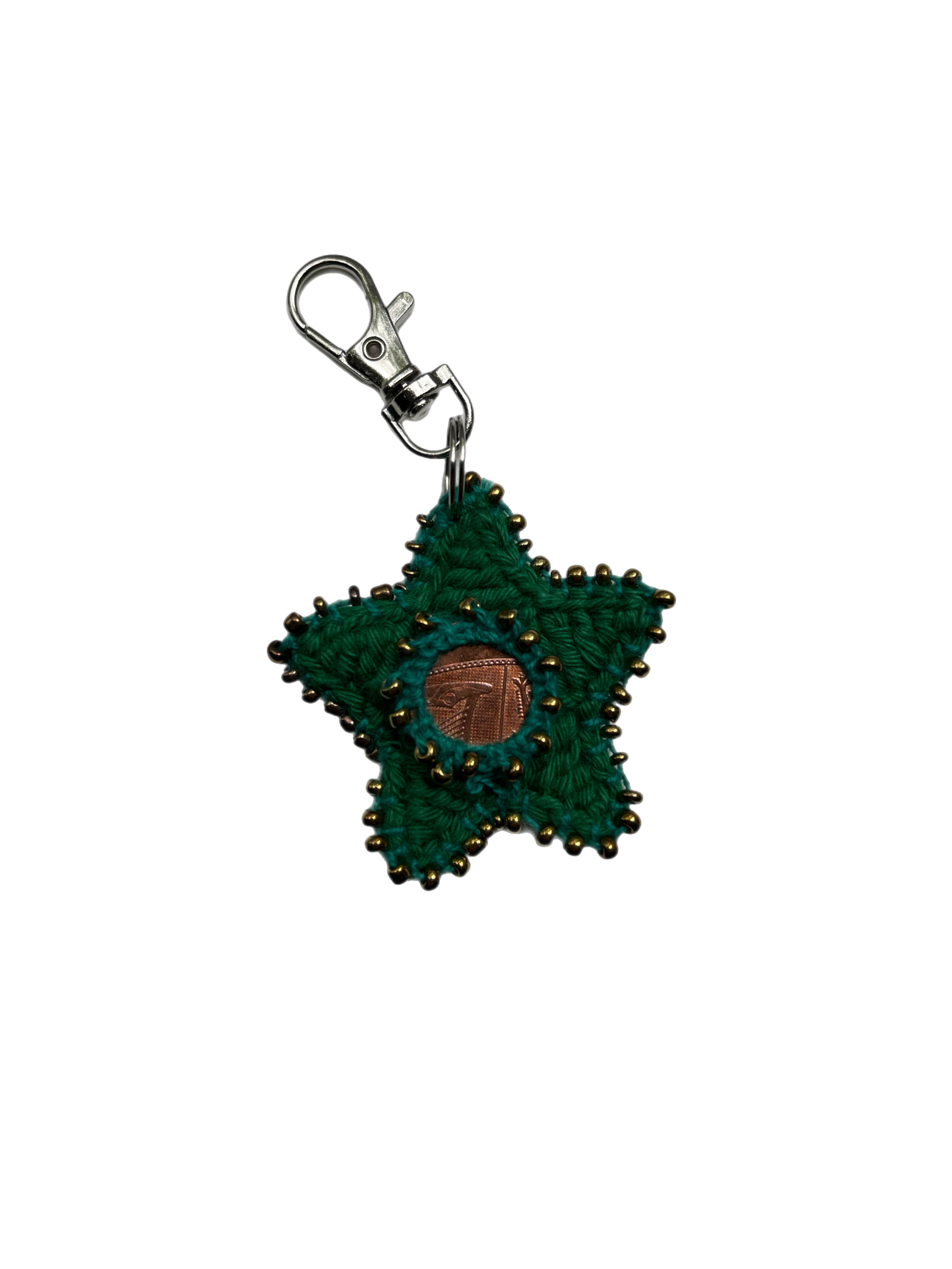 Pocket Star charm - forest green/gold
