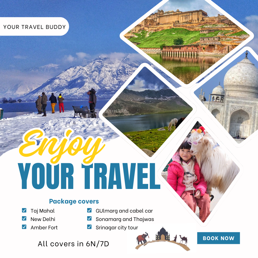 Covers Kashmir, Delhi, Taj Mahal,  Jaipur city