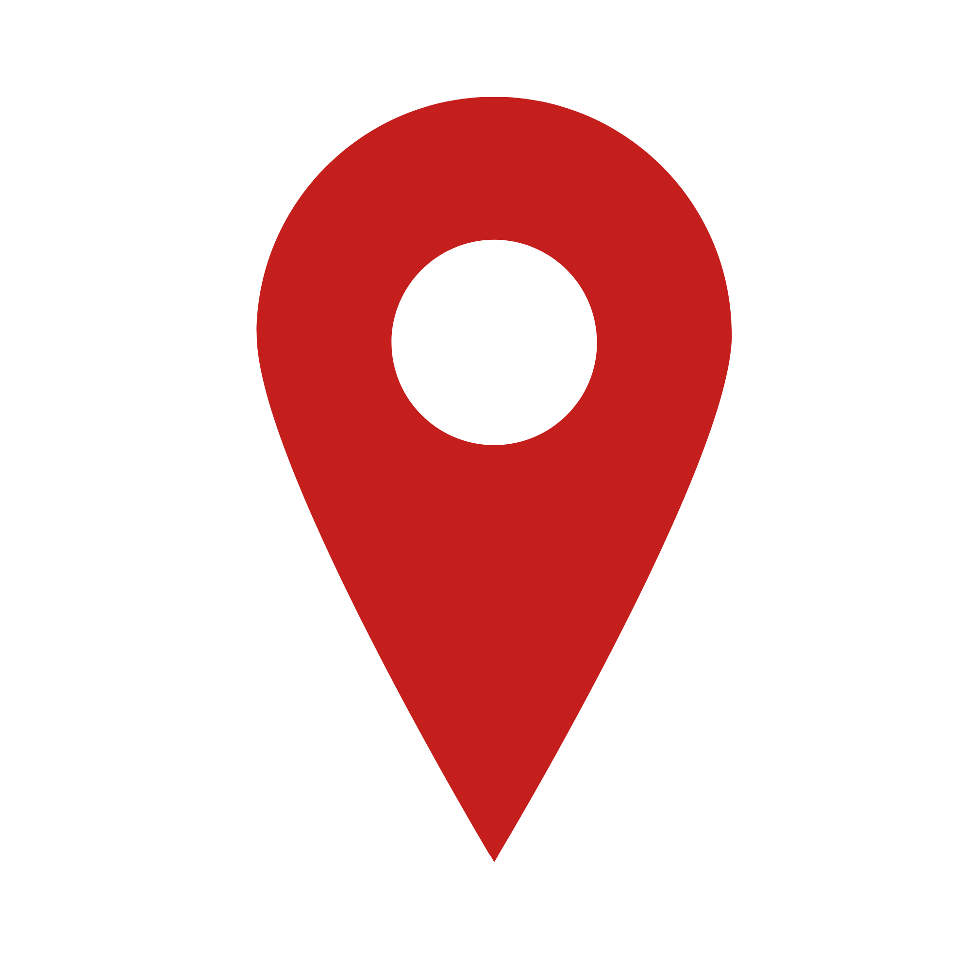 Red location marker pin on a white background.