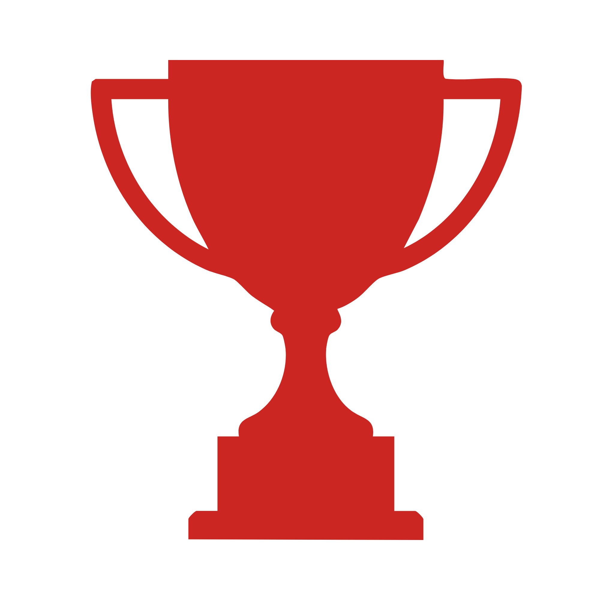 A red trophy cup with black outlines.