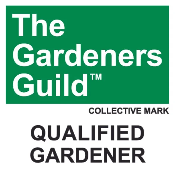 The Green Gardener's Guild logo with the text 'Qualified Gardener' underneath.