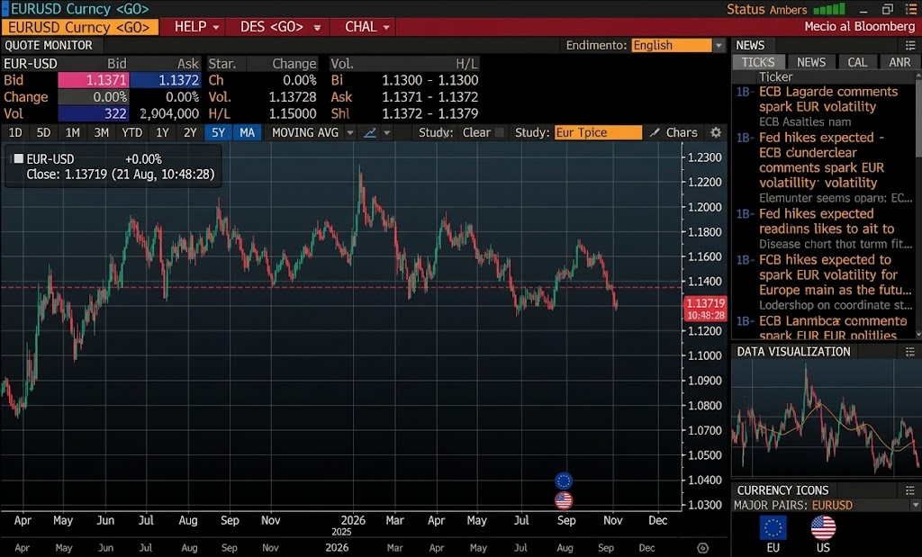 EUR/USD: Euro sob pressão perto de 1,1350 enquanto a Fed mantém o dólar forte