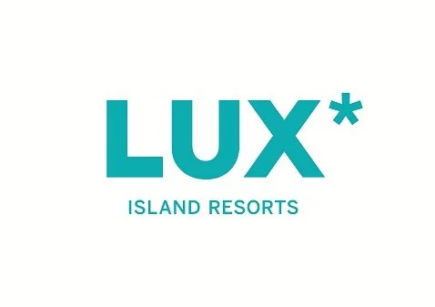 Lux Island Resorts logo with large teal text and a small asterisk, Poppins font.