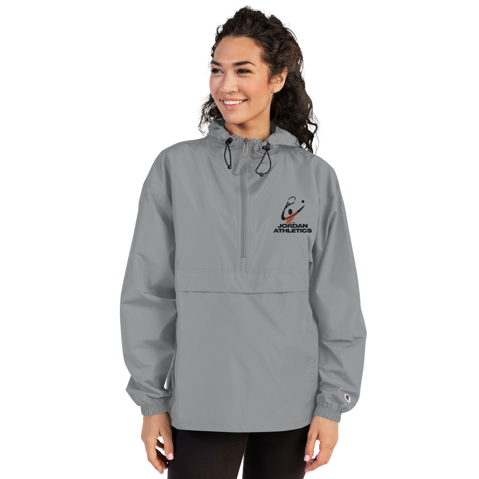 Jordan Athletics Women's Grey Embroidered Champion Packable Jacket