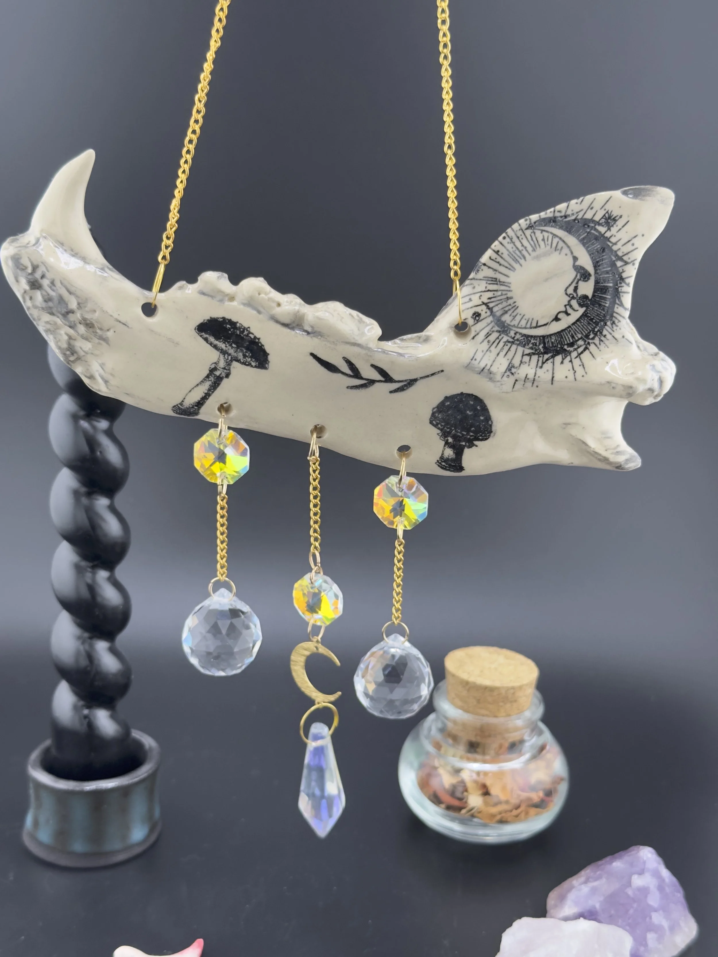 Mond Suncatcher Kieferknochen aus Keramik