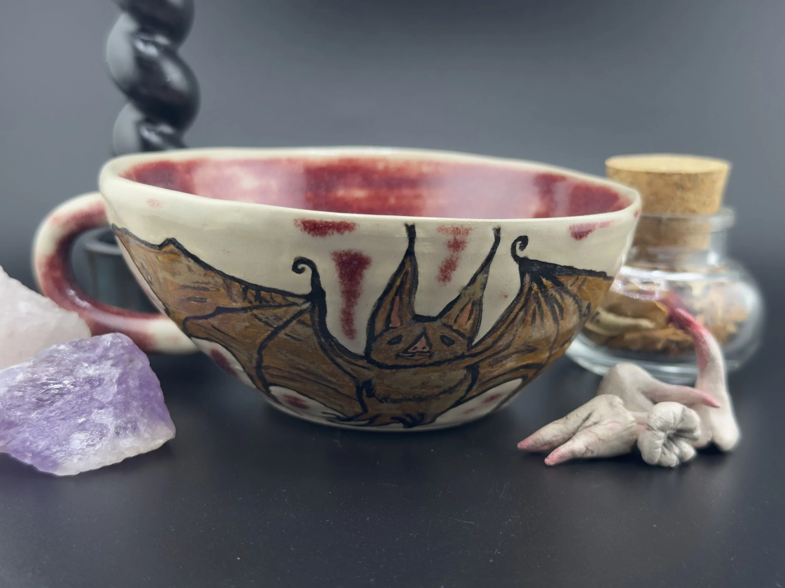 Fledermaus Tasse aus Keramik für Hexen und Gothicgirls & Boys