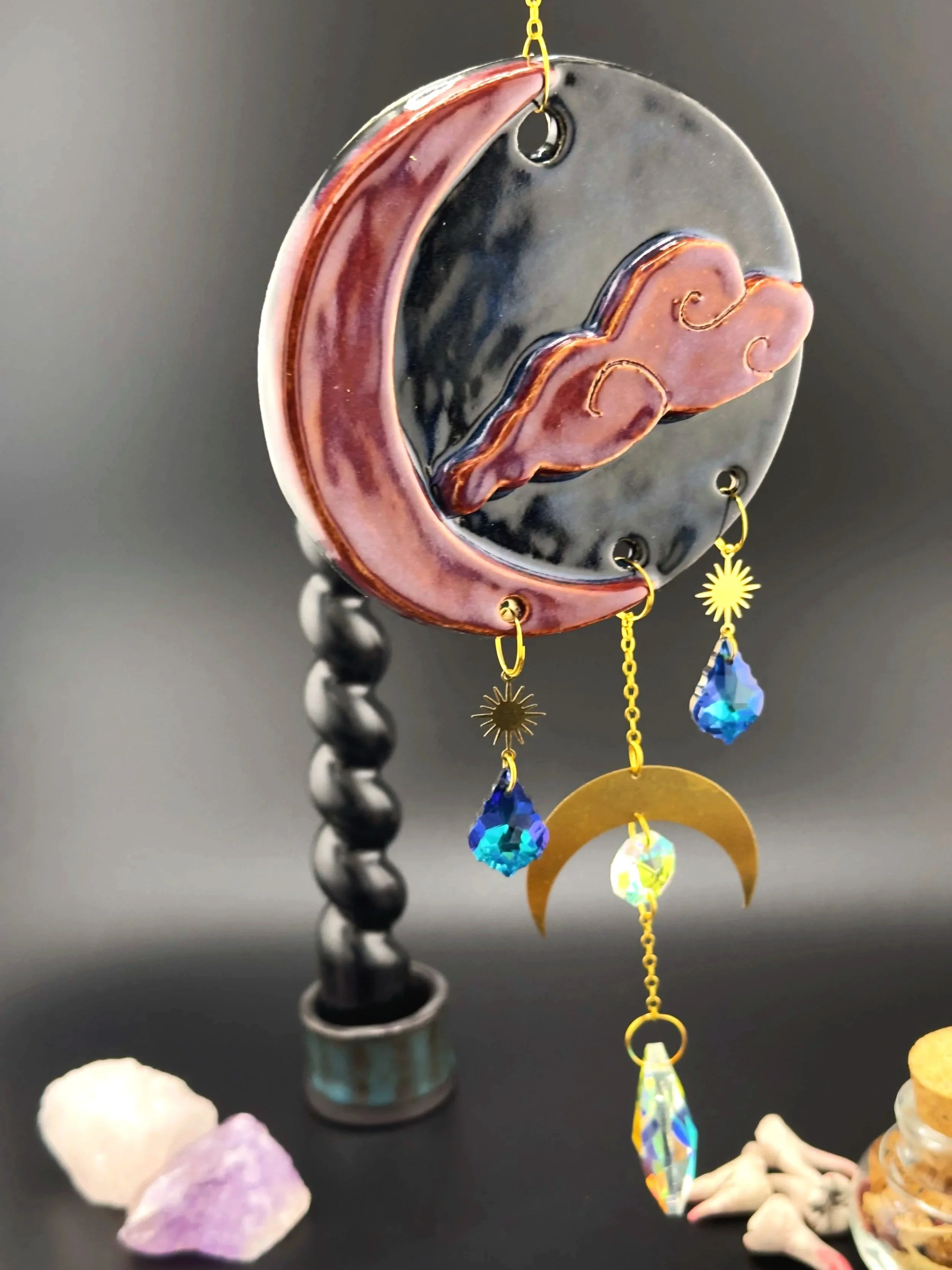 Wolke & Mond Suncatcher aus Keramik für verträumte Hexen