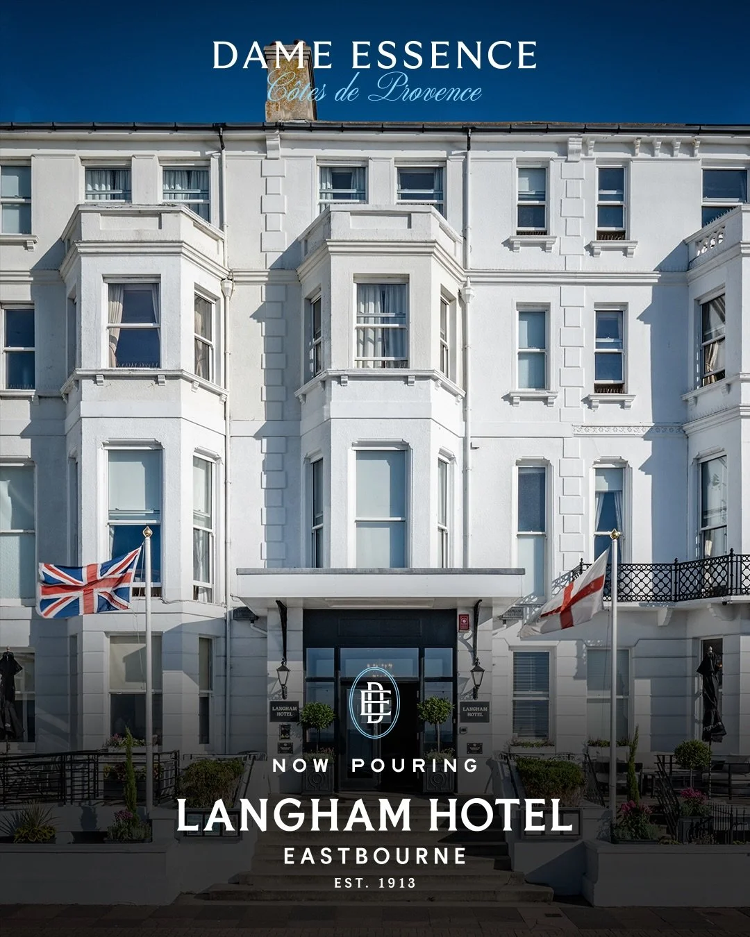 Bonjour Eastbourne. Dame Essence is now pouring at the newly refreshed Langham Hotel, Langham Restaurant, and Langham&rsquo;s Bar &amp; Terrace in Eastbourne. Cheers to that. 🧊 #eastbourne #dameessence