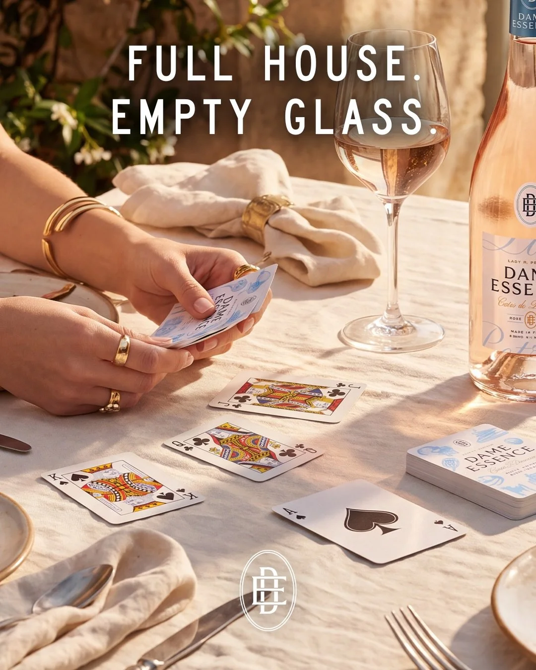 &clubs;️ Cards on the table. Ros&eacute; in the glass. Ch&acirc;teau Playing Cards available at the Gift Shop now.