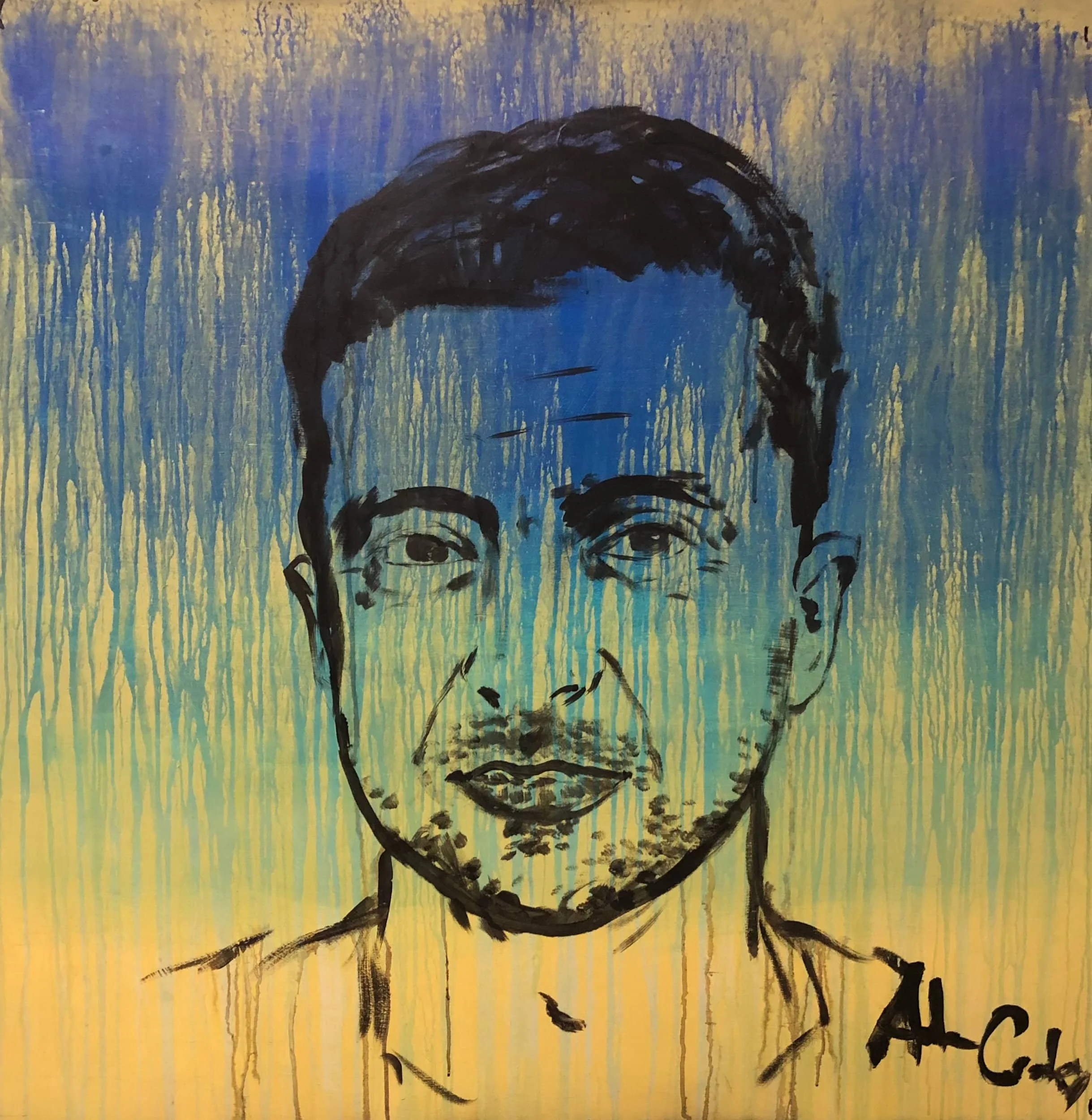 Portrait of Volodymyr Zelenskyy, 2022. acrylic on panel, 48 × 48 in.