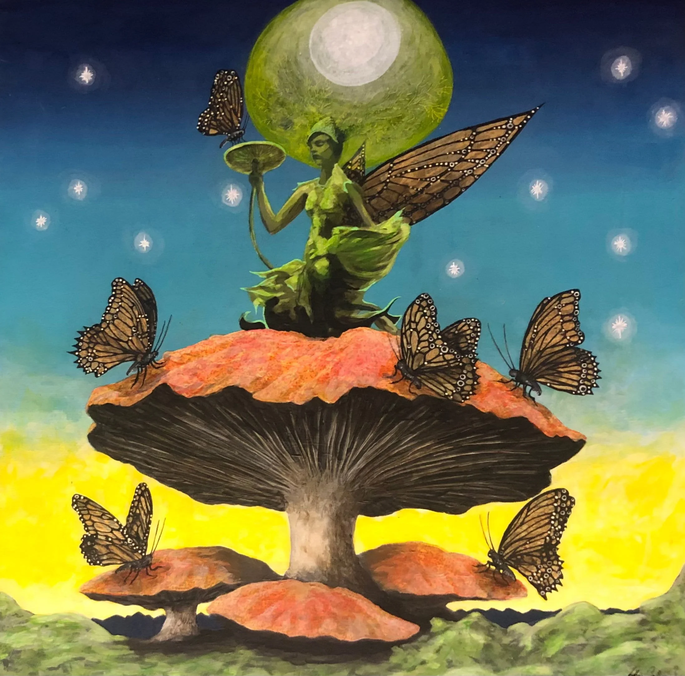 The Green Fairy, 2025. acrylic on canvas, 24 × 24 in.