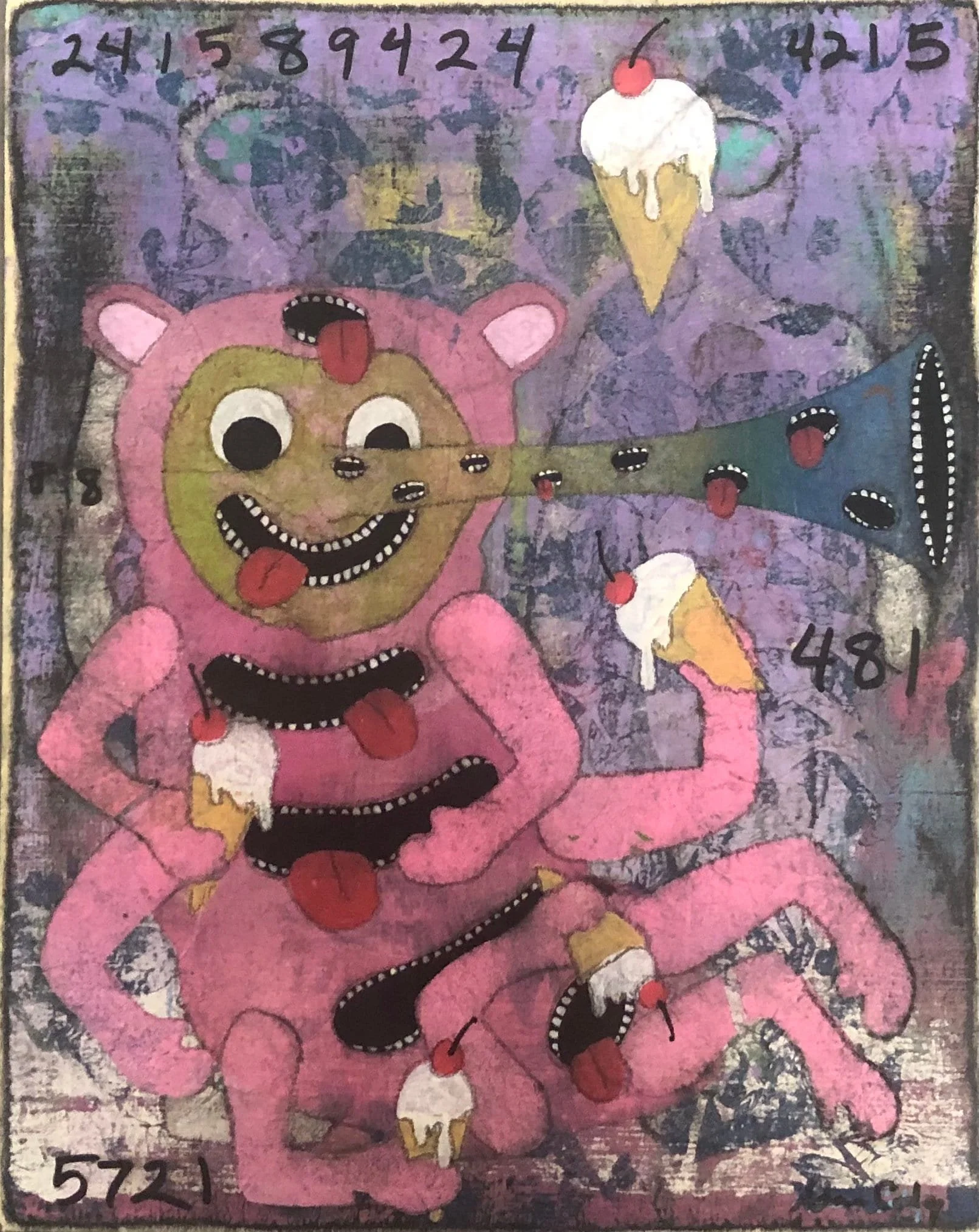 Ice Cream Eater, 2022. acrylic/wax on panel, 14 × 11 in.