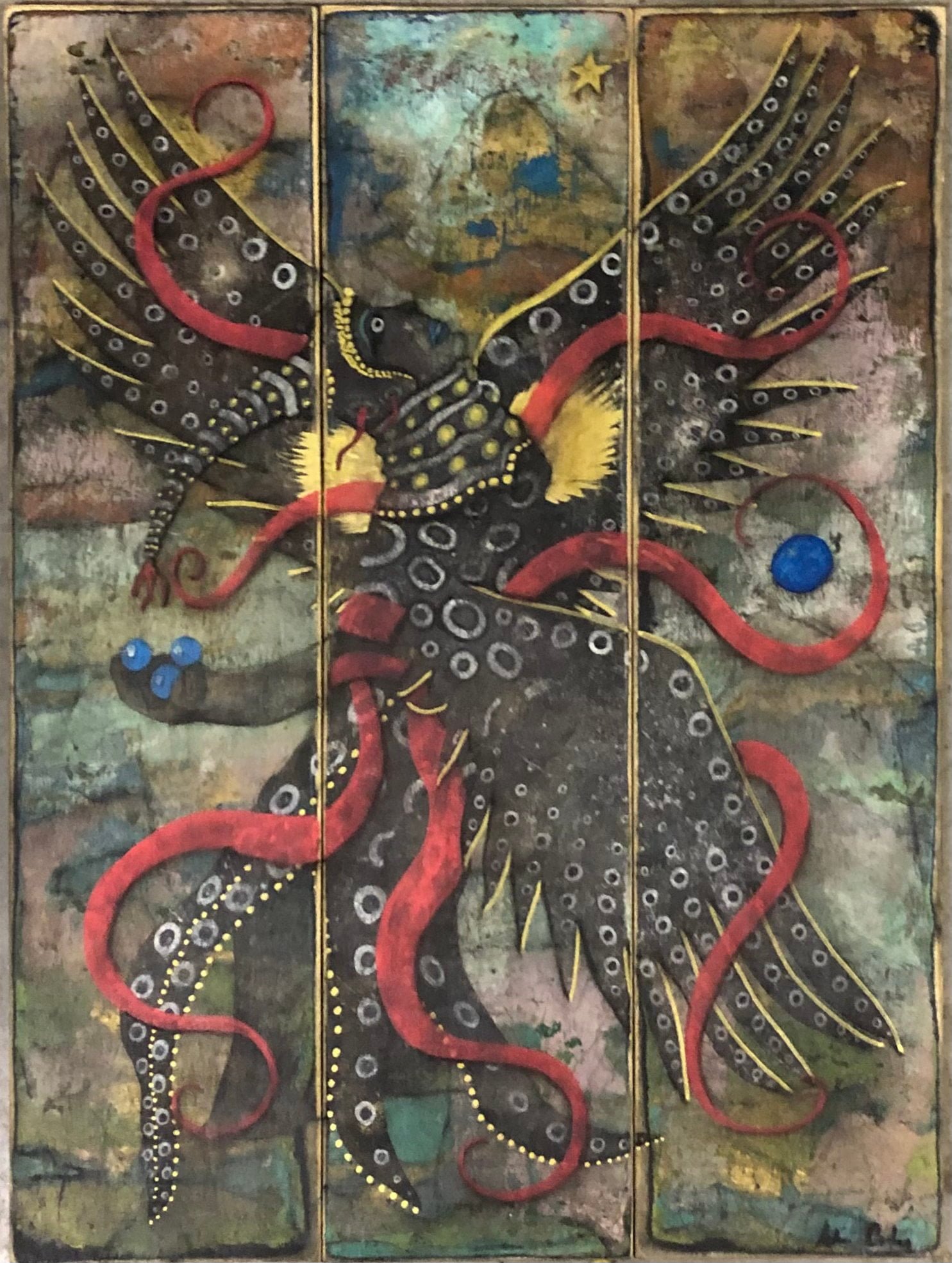 Mountain Goddess (triptych), 2023. acrylic on panel, 24 × 18 in.