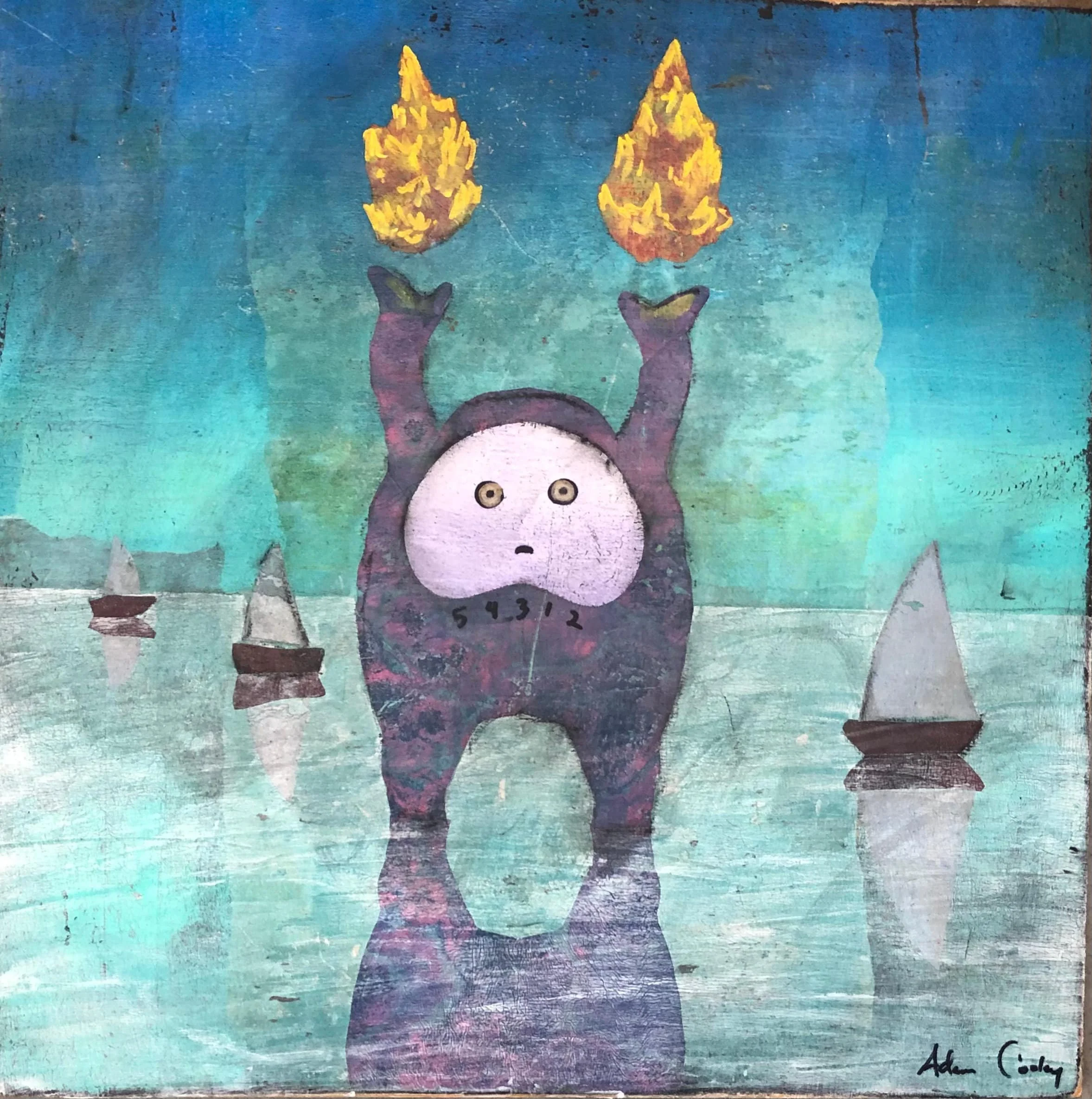 The Lighthouse Keeper, 2021. acrylic/wax on panel, 20 × 20 in.