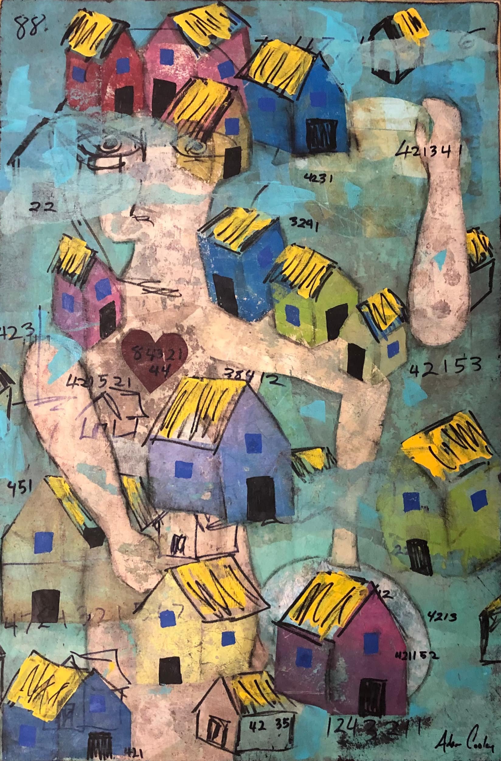 House Sitter, 2022. acrylic/oil/wax on panel, 36 × 24 in.