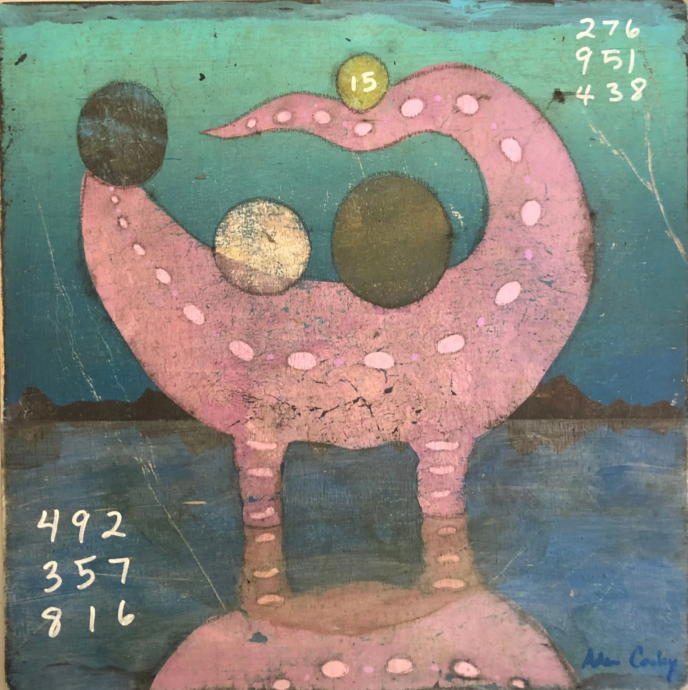 15 Creature, 2021. acrylic/wax on panel, 12 × 12 in.