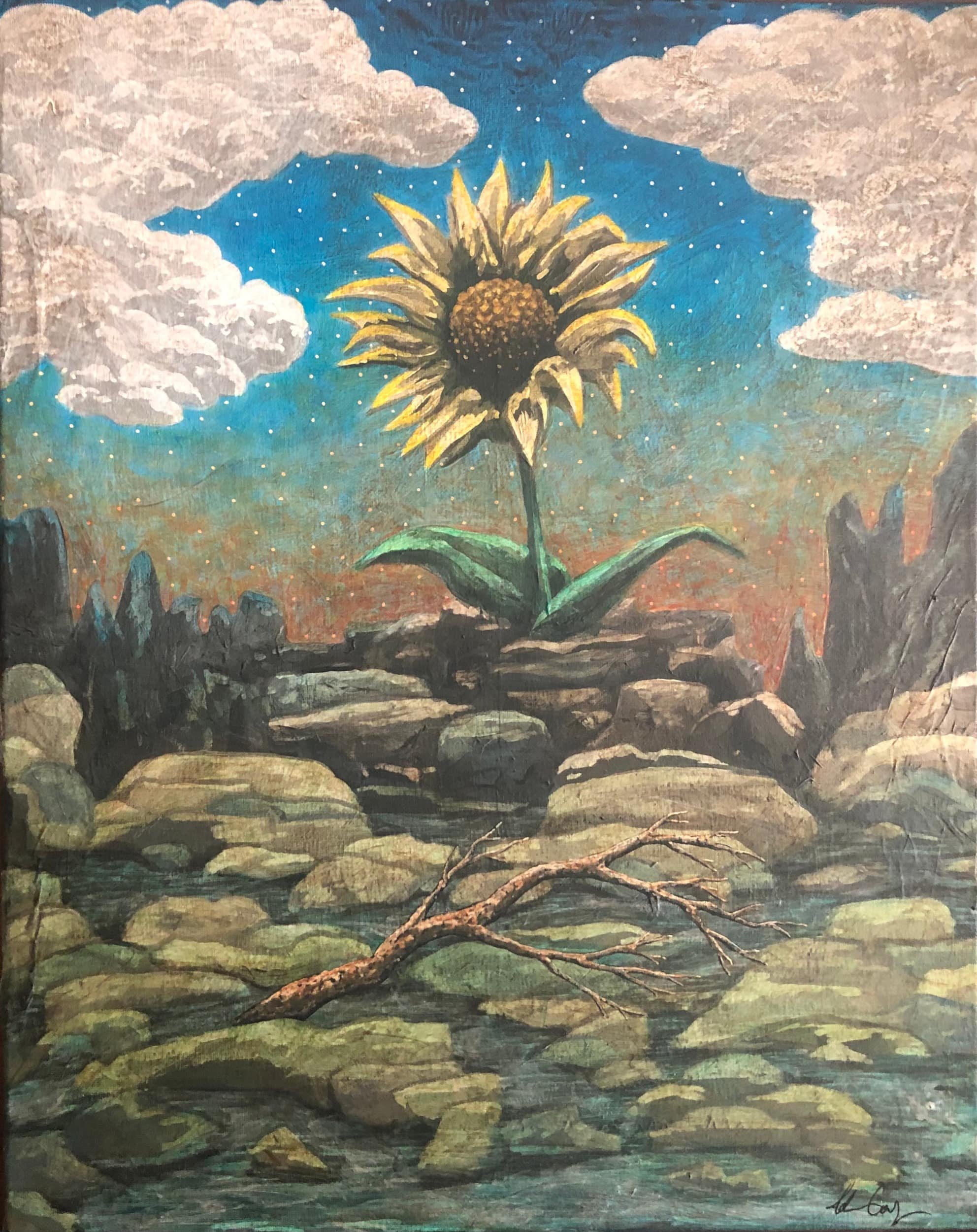 Sunflower Sunset, 2024. acrylic on canvas, 20 × 16 in.